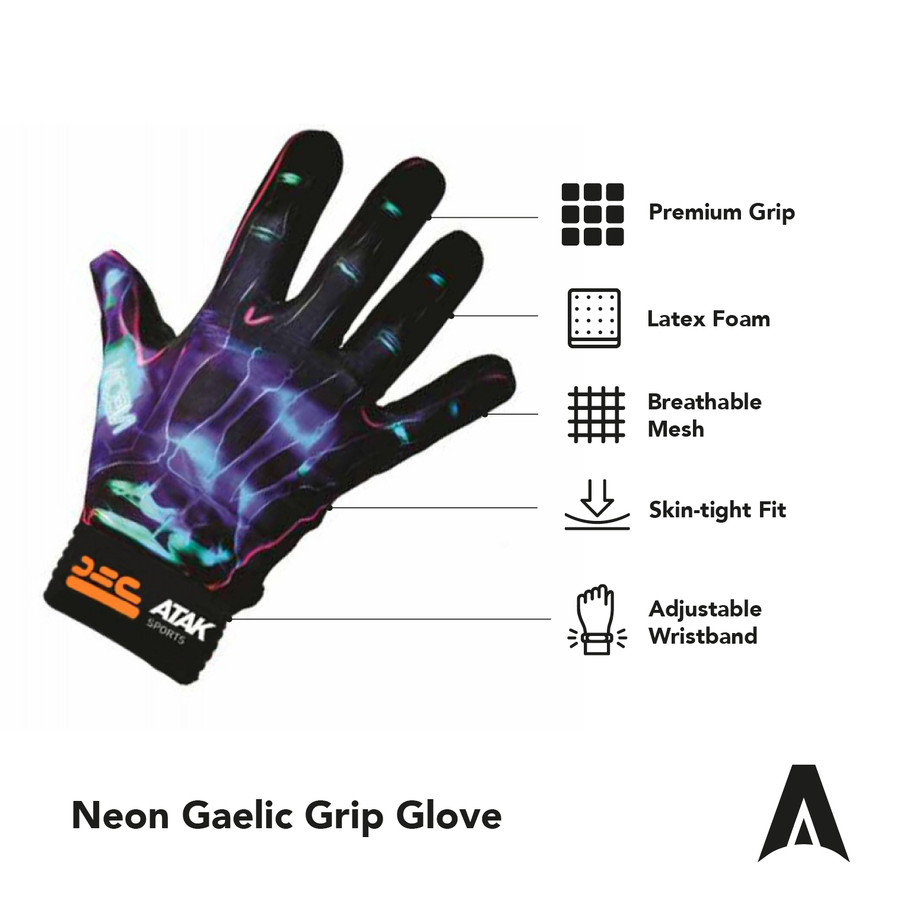 ATAK Neon Gaelic Grip Glove Blue