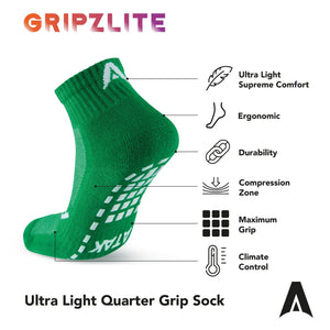 ATAK GRIPZLITE PRO QUARTER SOCKS GREEN