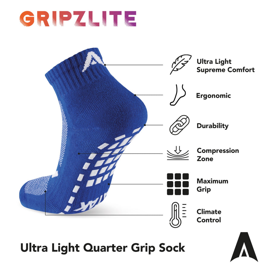 ATAK GRIPZLITE PRO QUARTER SOCKS ROYAL BLUE