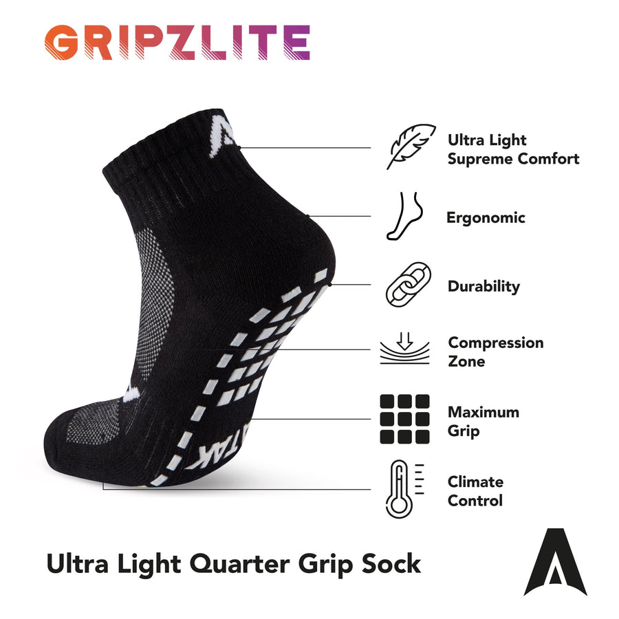 ATAK GRIPZLITE PRO QUARTER SOCKS BLACK