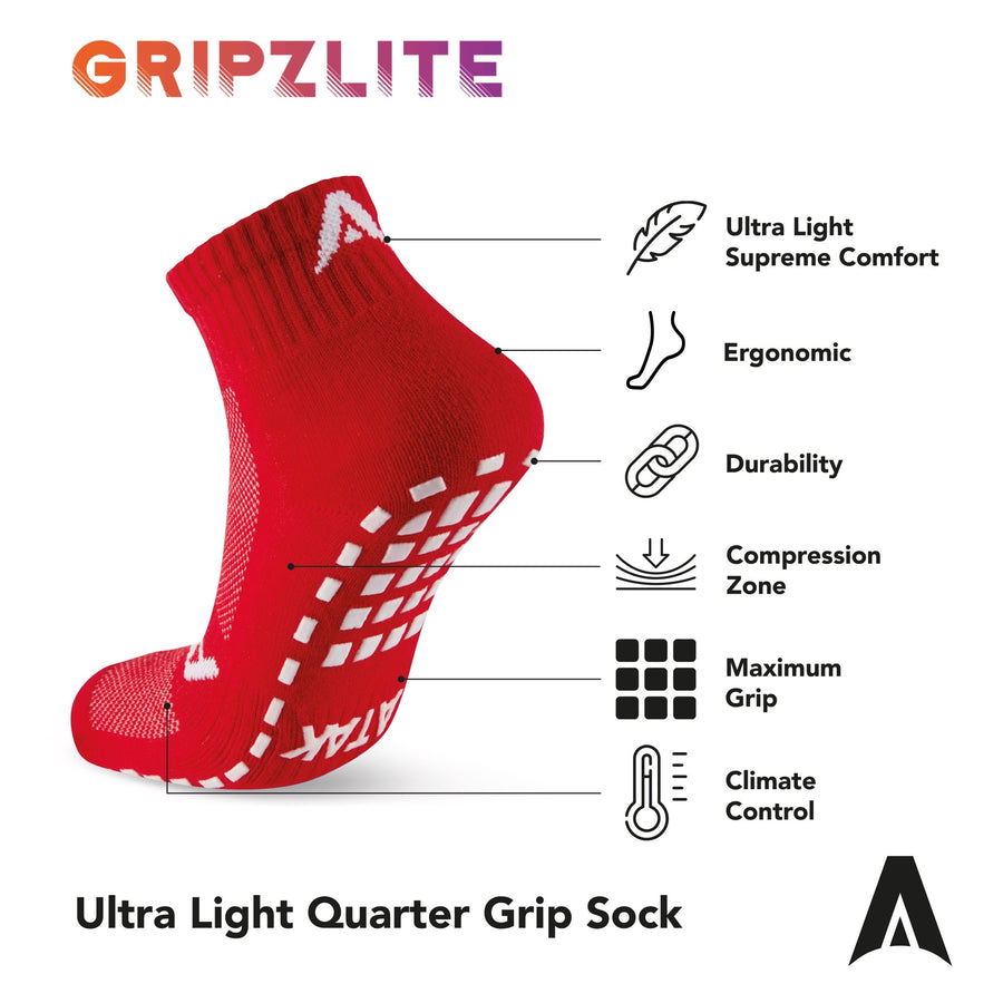 ATAK GRIPZLITE PRO QUARTER SOCKS RED