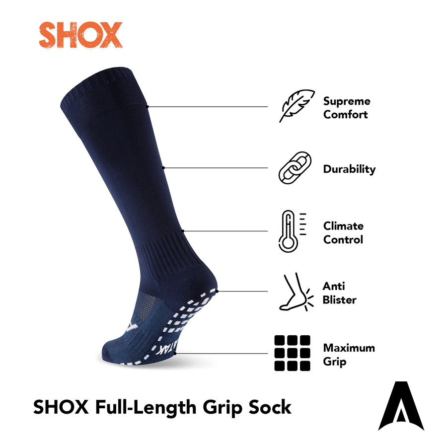 ATAK SHOX Full Length Grip Socks Navy