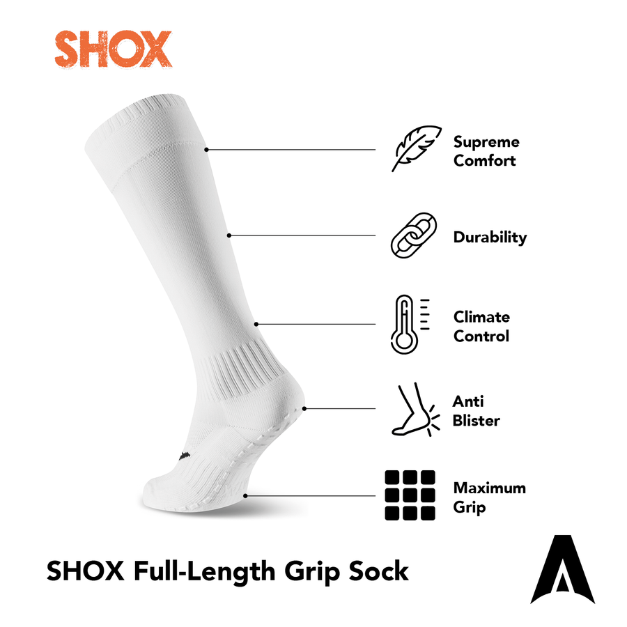 ATAK SHOX Full Length Grip Socks White