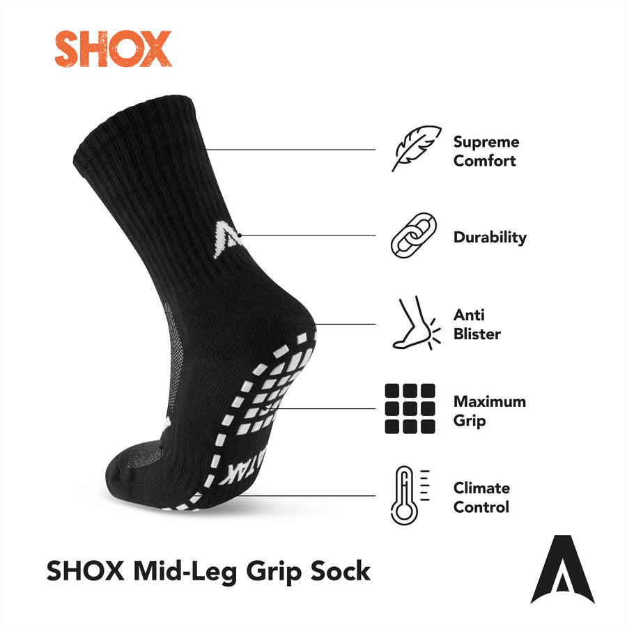 ATAK SHOX Mid-Leg Grip Socks Black