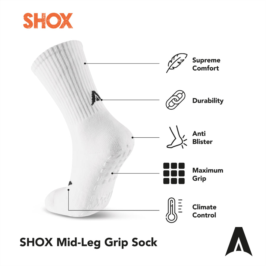 ATAK SHOX Mid-Leg Grip Socks White