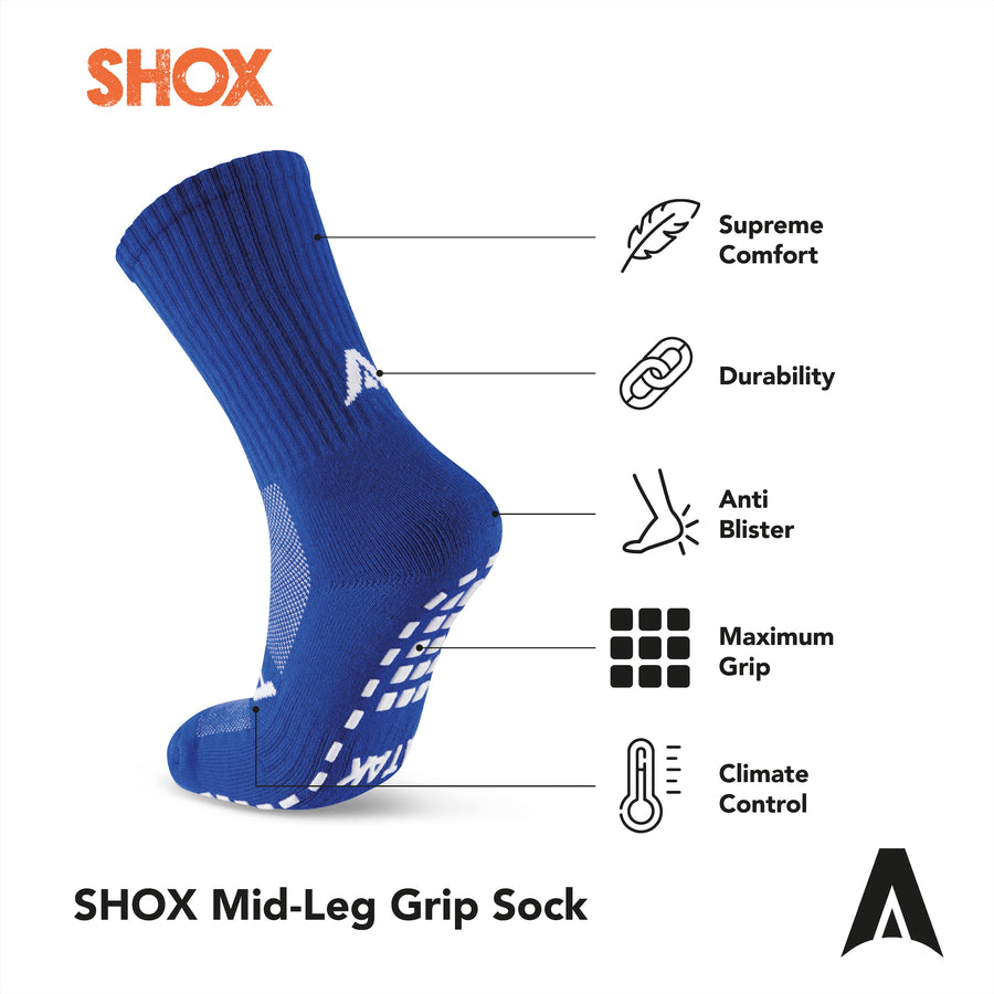 ATAK SHOX Mid-Leg Grip Socks Blue