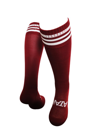 ATAK 3 Bar Sports Socks Maroon/White